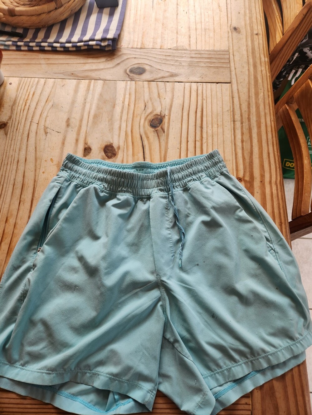 Lululemon Men's Light Aqua Athletic Shorts with Elastic Waist